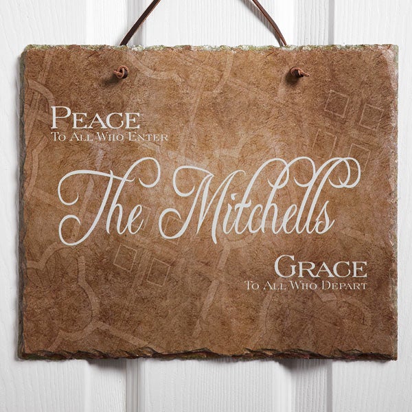 4451   Peaceful Welcome Personalized Slate Plaque 