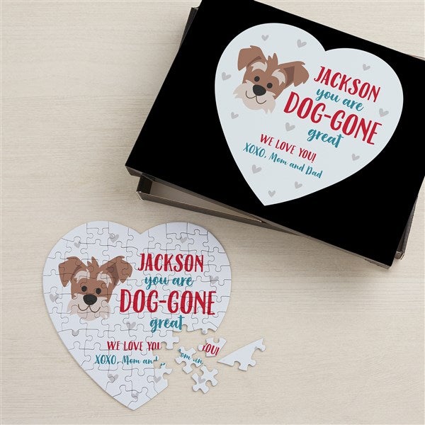 Dog Gone Cute Personalized Mini Heart Puzzle  - 44559