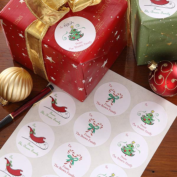 Custom Gift Label Set - Seasons Greetings Design - 4457