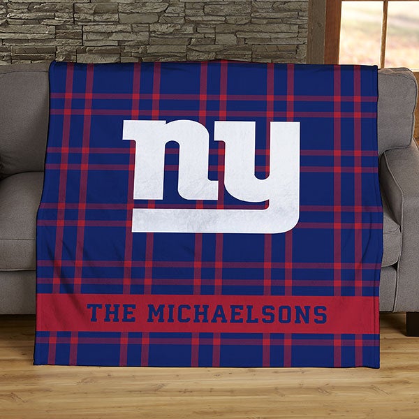 NFL Plaid Pattern New York Giants Personalized Blankets - 44595