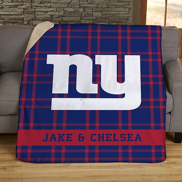 NFL Plaid Pattern New York Giants Personalized Blankets - 44595