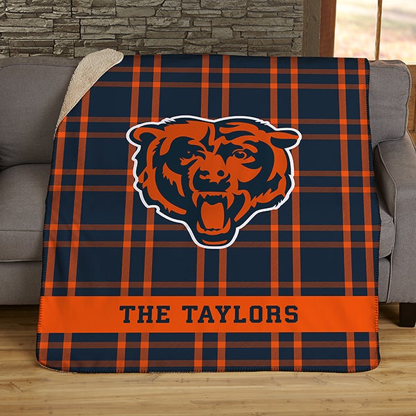 NFL Plaid Pattern Chicago Bears Personalized Blankets - 44598