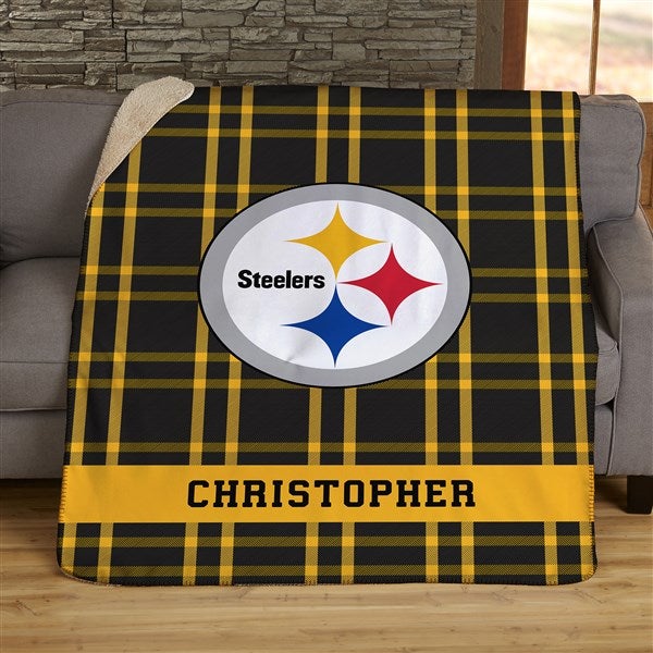 NFL Plaid Pattern Pittsburgh Steelers Personalized Blankets - 44604