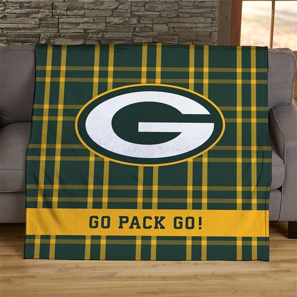 NFL Plaid Pattern Green Bay Packers Personalized Blankets - 44609