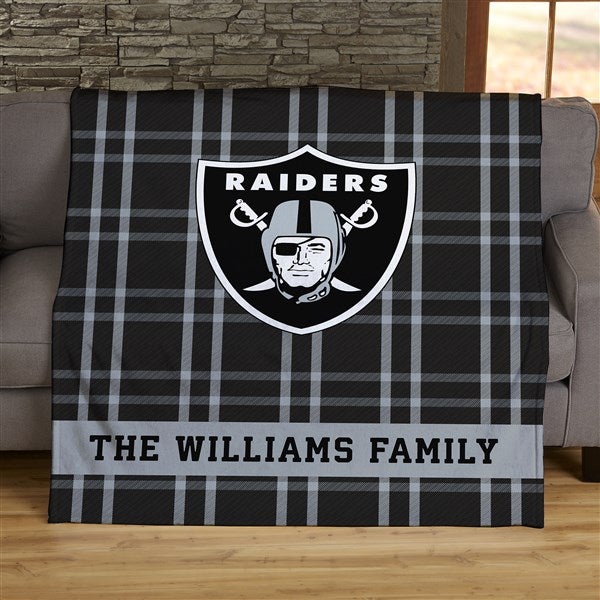 NFL Plaid Pattern Las Vegas Raiders Personalized Blankets - 44641
