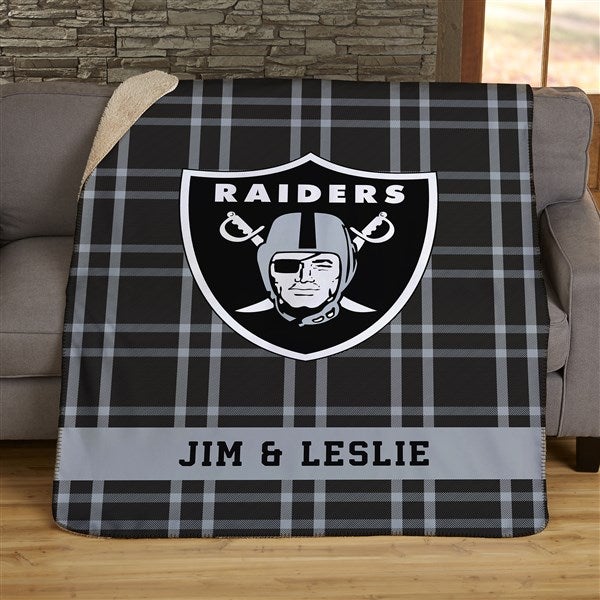 NFL Plaid Pattern Las Vegas Raiders Personalized Blankets - 44641