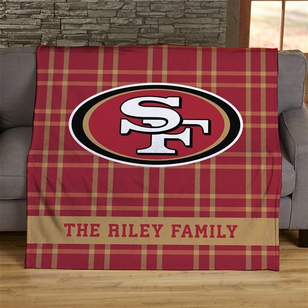 NFL Plaid Pattern San Francisco 49ers Personalized Blankets - 44656