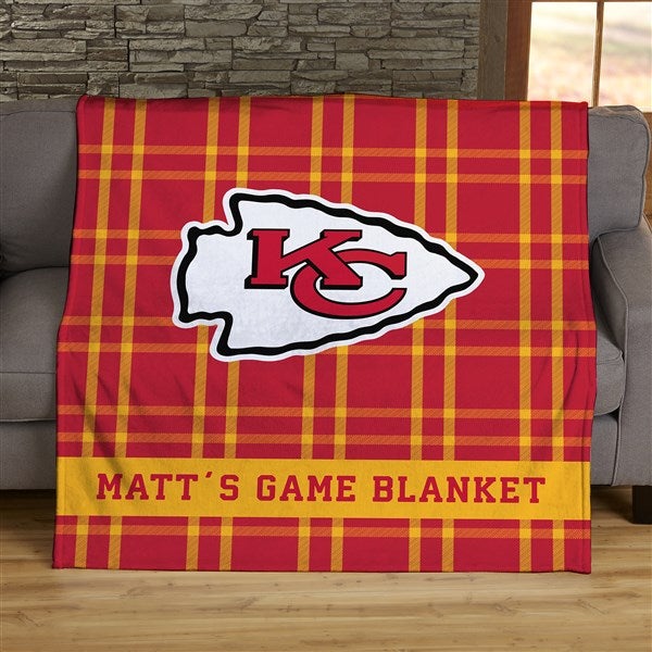 NFL Plaid Pattern Kansas City Chiefs Personalized Blankets - 44657