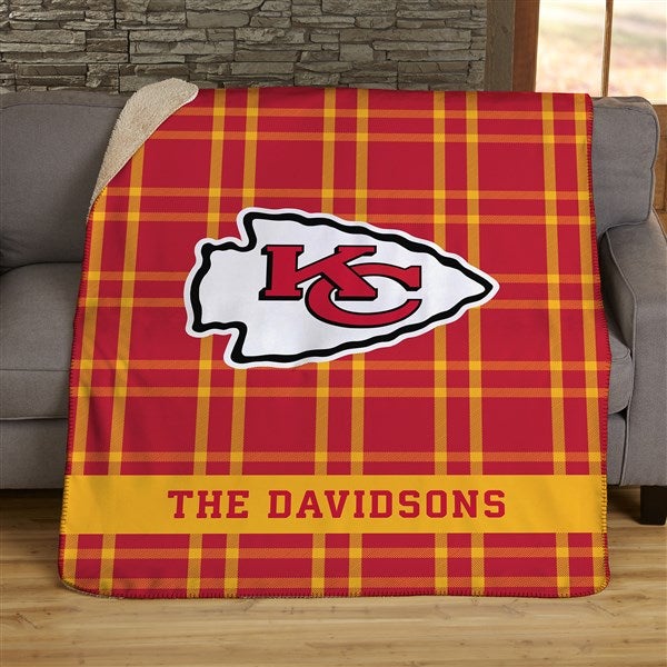 NFL Plaid Pattern Kansas City Chiefs Personalized Blankets - 44657