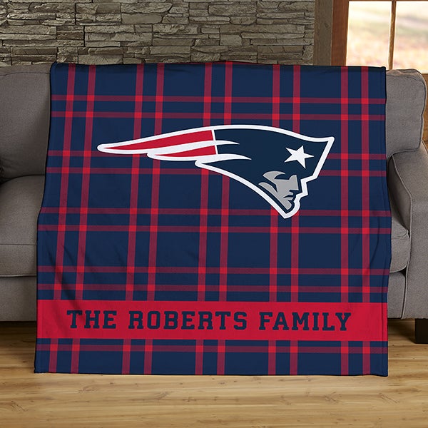 NFL Plaid Pattern New England Patriots Personalized Blankets - 44659
