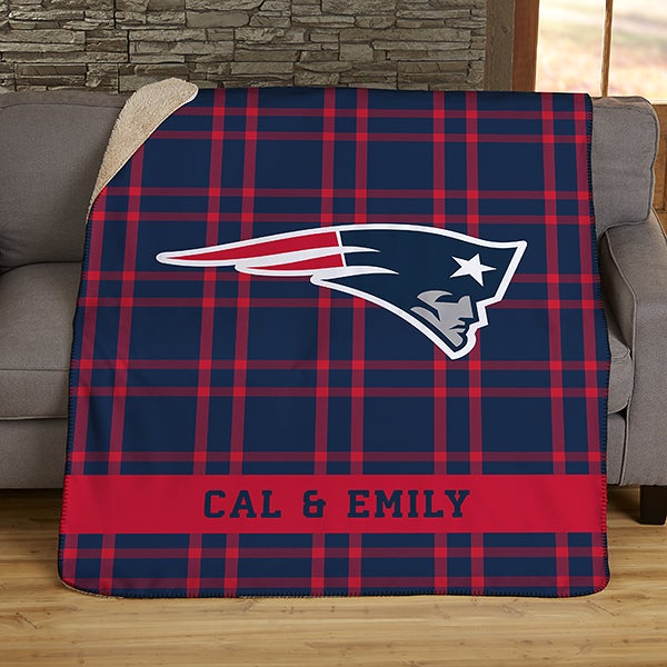 NFL Plaid Pattern New England Patriots Personalized Blankets - 44659