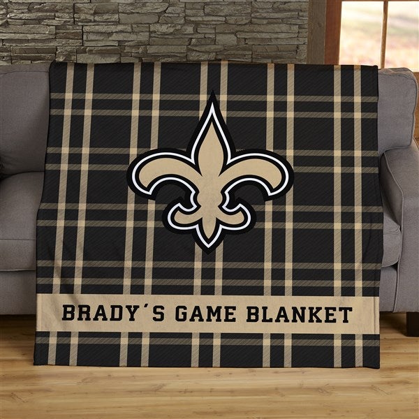 NFL Plaid Pattern New Orleans Saints Personalized Blankets - 44661