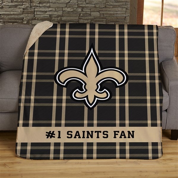 NFL Plaid Pattern New Orleans Saints Personalized Blankets - 44661