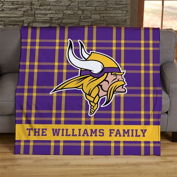 NFL Plaid Pattern Minnesota Vikings Personalized Blankets - 44663