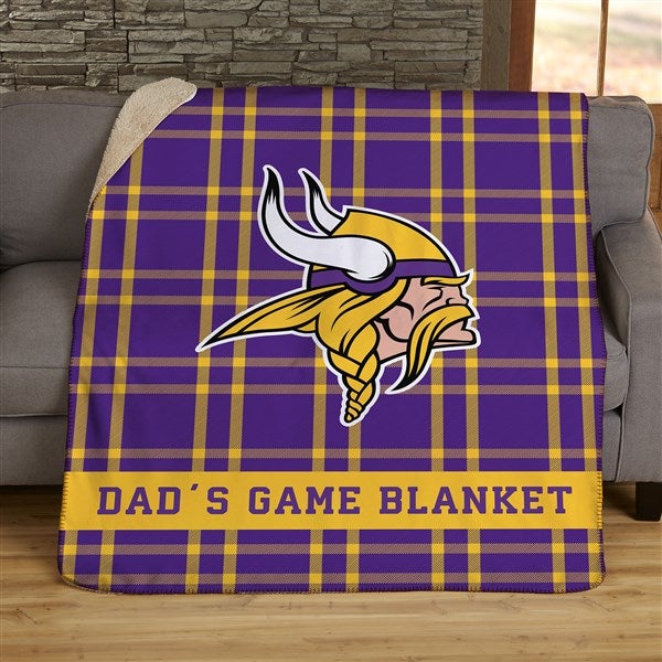 NFL Plaid Pattern Minnesota Vikings Personalized Blankets - 44663