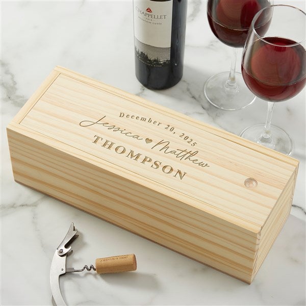 Simply Us Engraved Wedding Wood Wine Box  - 44674