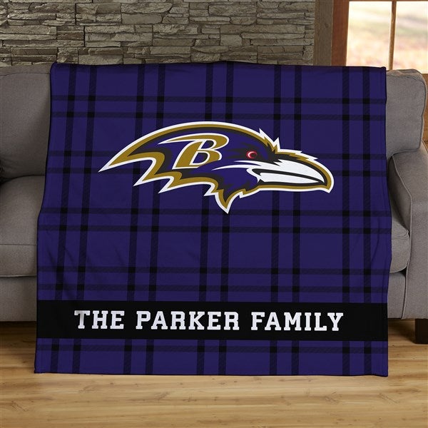 NFL Plaid Pattern Baltimore Ravens Personalized Blankets - 44689