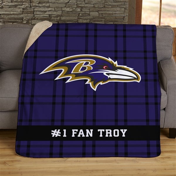 NFL Plaid Pattern Baltimore Ravens Personalized Blankets - 44689