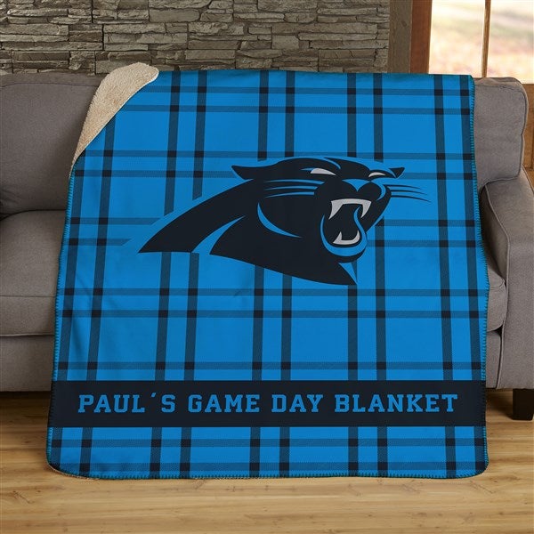 NFL Plaid Pattern Carolina Panthers Personalized Blankets - 44690
