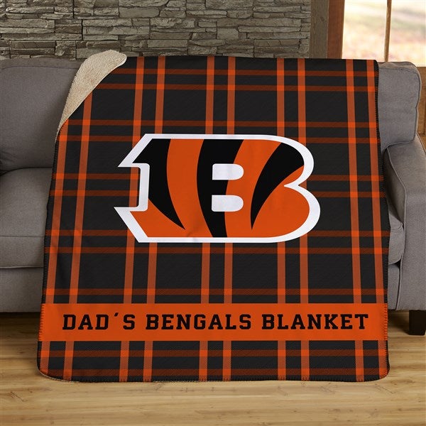 NFL Plaid Pattern Cincinnati Bengals Personalized Blankets - 44691