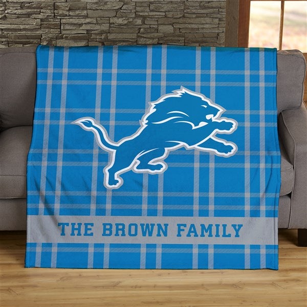 NFL Plaid Pattern Detroit Lions Personalized Blankets - 44695