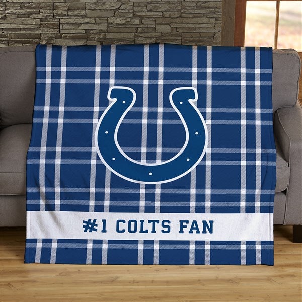NFL Plaid Pattern Indianapolis Colts Personalized Blankets