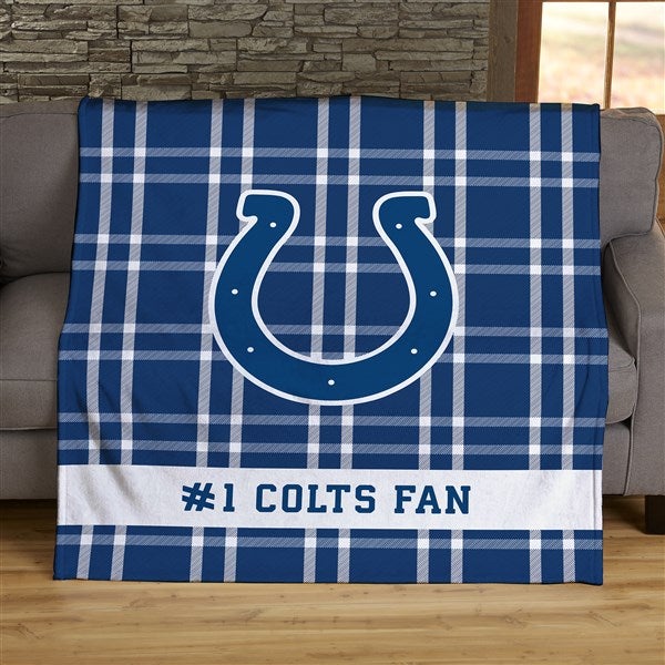 NFL Plaid Pattern Indianapolis Colts Personalized Blankets - 44697