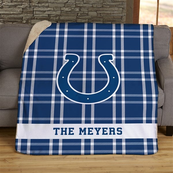 NFL Plaid Pattern Indianapolis Colts Personalized Blankets - 44697