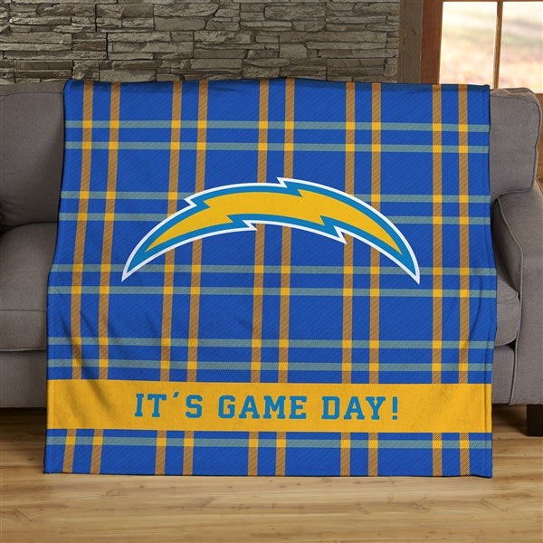 NFL Plaid Pattern Los Angeles Chargers Personalized Blankets