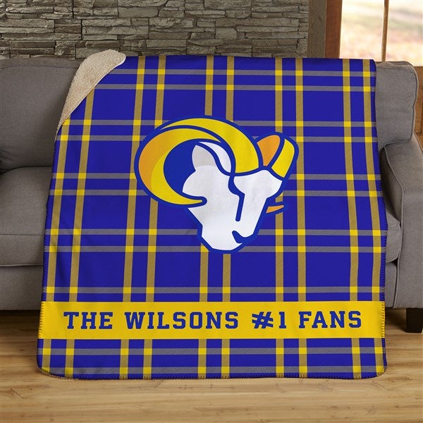NFL Plaid Pattern Los Angeles Rams Personalized 60x80 Sherpa Blanket