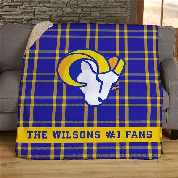 NFL Plaid Pattern Los Angeles Rams Personalized Blankets - 44701