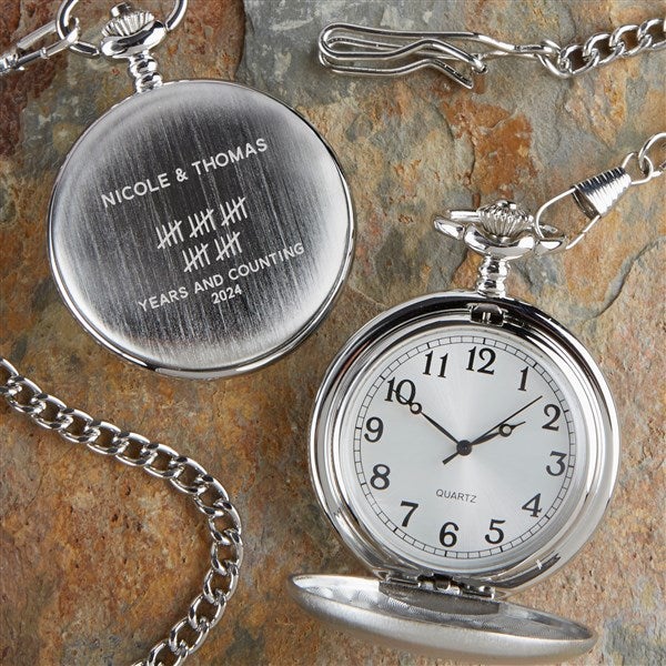 Anniversary Tally Engraved Silver Pocket Watch - 44759