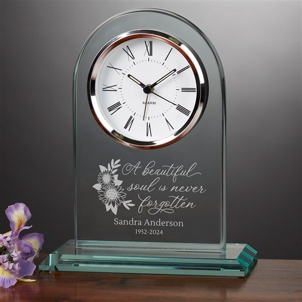 Beautiful Soul Engraved Memorial Glass Clock - 44796