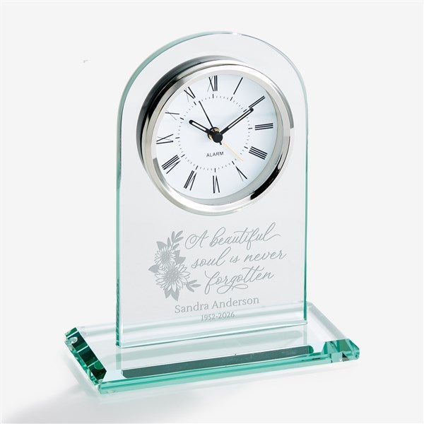 Beautiful Soul Engraved Memorial Glass Clock - 44796