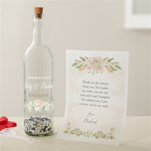 Floral Anniversary Personalized Letter In A Bottle