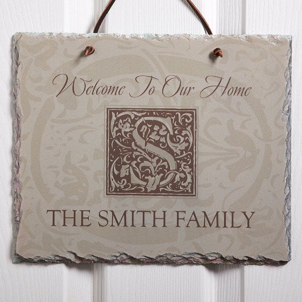 Personalized Slate Sign - Family is Forever Monogram - 4490