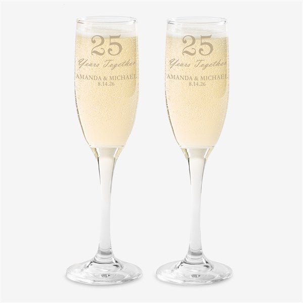 Years Together Anniversary Personalized Champagne Flute Set  - 44943