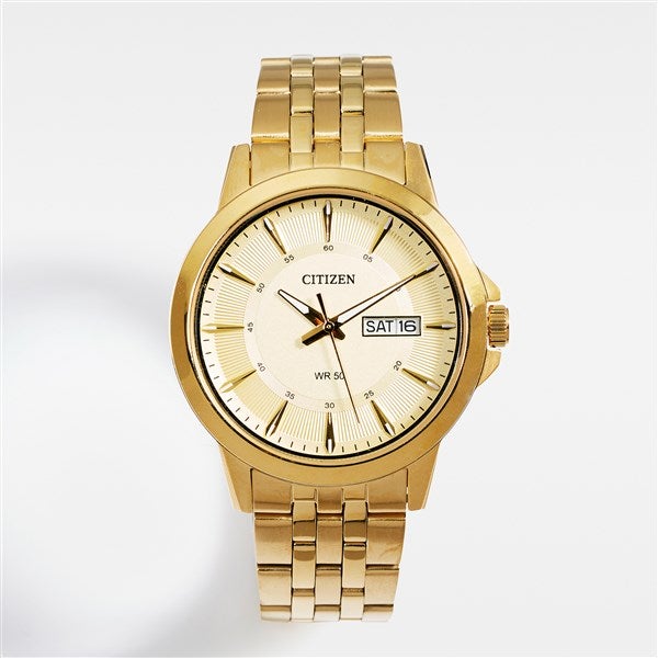 Citizen Engraved Milestone Quartz Watch - Gold & Steel