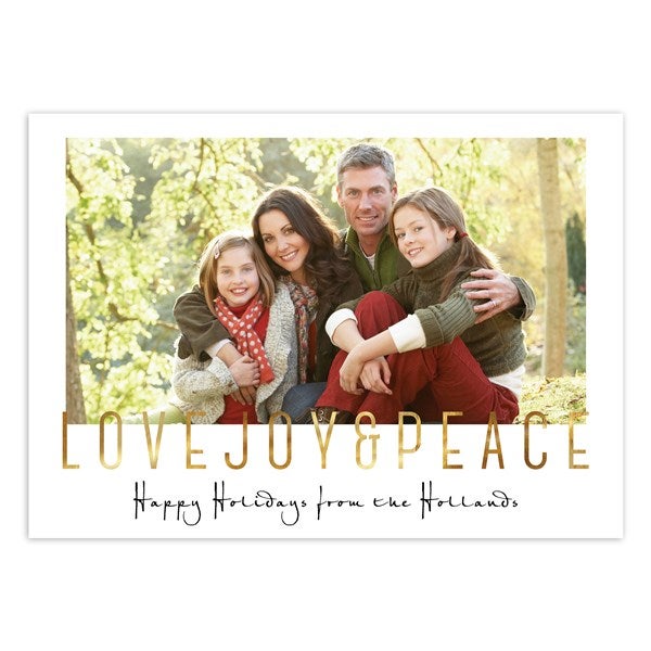 Love Joy & Peace Foil Christmas Photocard - 45015D