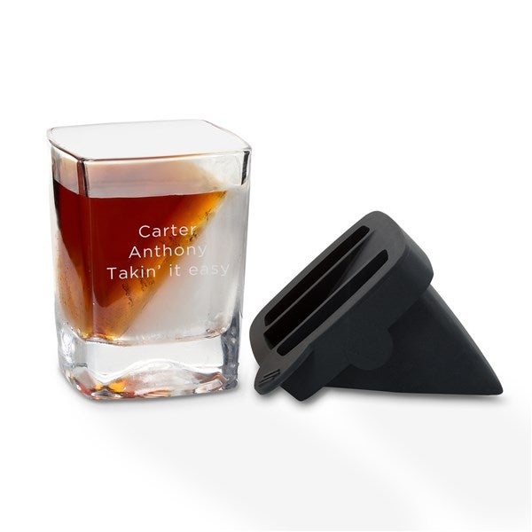 Etched Corkcicle Whiskey Ice Wedge Glass