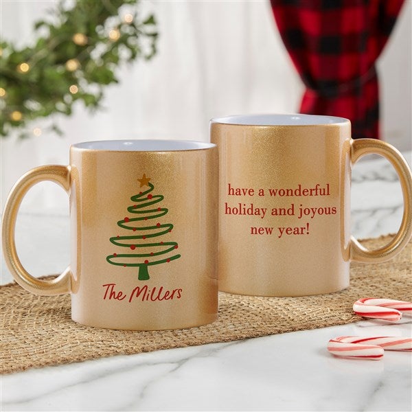 Abstract Christmas Tree Personalized 11 oz. Glitter Coffee Mug  - 45198