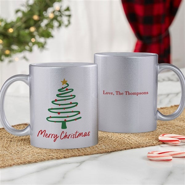 Abstract Christmas Tree Personalized 11 oz. Glitter Coffee Mug  - 45198