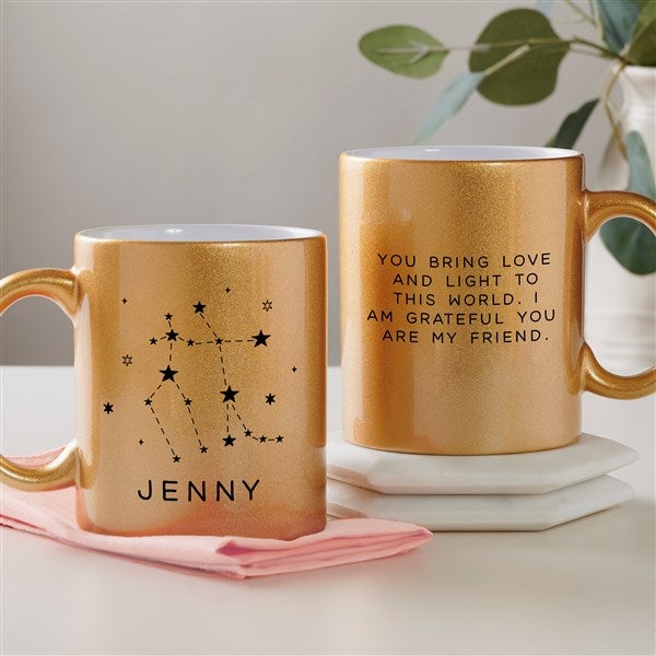 Zodiac Constellations Personalized 11 oz. Glitter Coffee Mug  - 45202