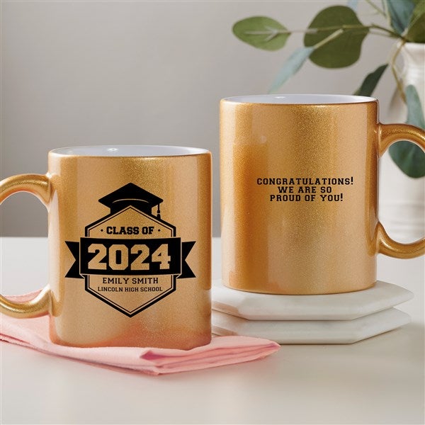 Graduation Class Of Personalized Glitter Coffee Mug  - 45208