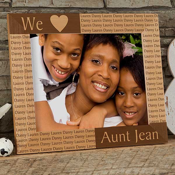 Personalized Wood Picture Frame with Engraved Names - 4524