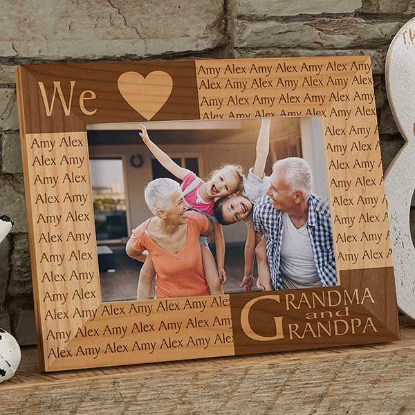 Personalized Wood Picture Frame with Engraved Names - 4524