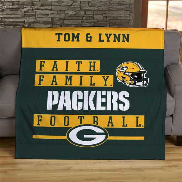 NFL Faith & Family Green Bay Packers Personalized Blankets - 45318