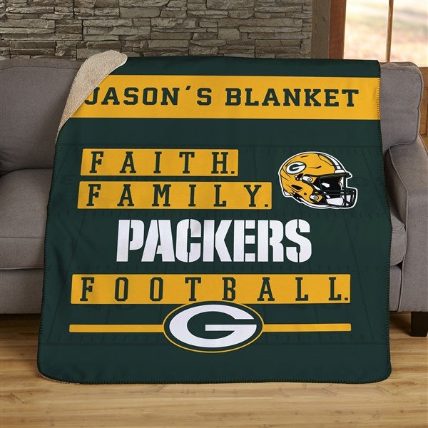 NFL Faith & Family Green Bay Packers Personalized Blankets - 45318