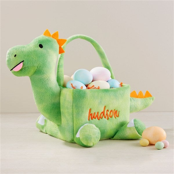 Personalized Dinosaur Embroidered Name Plush Easter Treat Bag