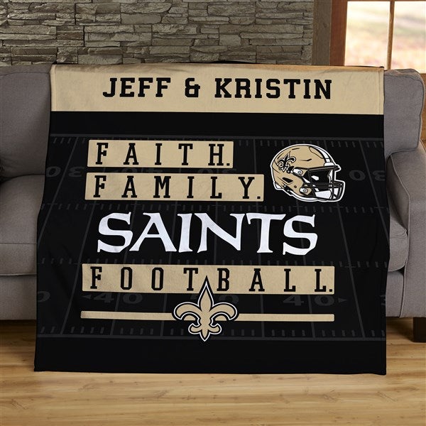 NFL Faith & Family New Orleans Saints Personalized Blankets - 45333